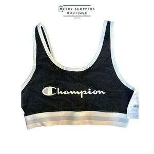 Champion Black Sports Bra with White Trim